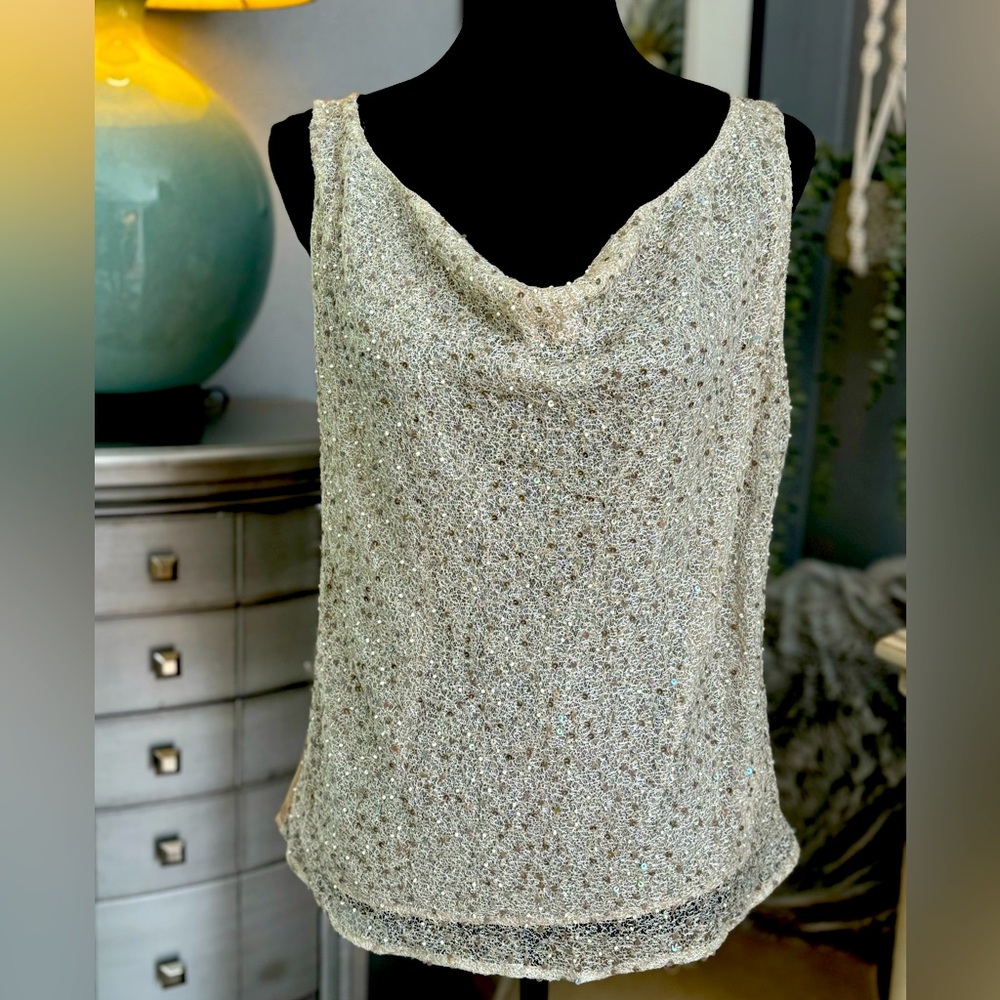 Beaded and sequined sleeveless blouse.